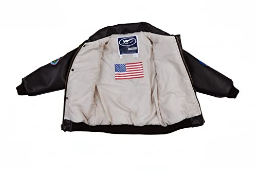 Children's Medium-weight World War II (WWII) Bomber Jacket in Brown with 7 patches and 2 embroideries3
