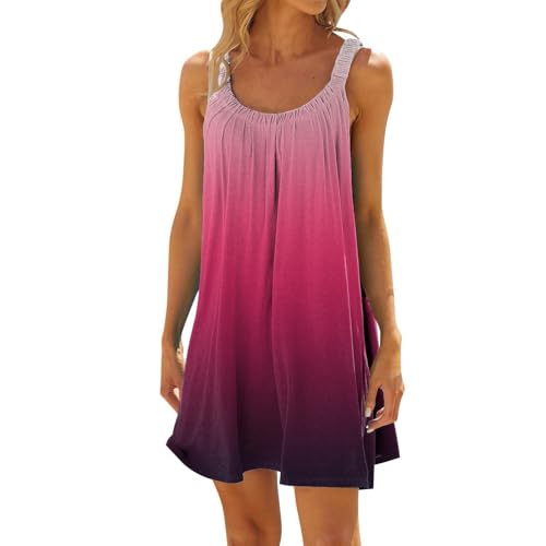 Generisch Strandkleider Damen Sommer Kurz Sommerkleid Bikini Cover Up Strandkleid Strand Kleider Casual Ärmellos Tshirt Minikleid, Tunika Knielang...