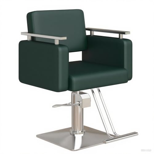 FRATUNAR Barber Chair, Height Adjustable Salon Chair for Stylist, 360° Rotation, Heavy Duty Stylist Chair with Hydraulic Pump for Beauty Salon, Barber Pub, Spa (Green)