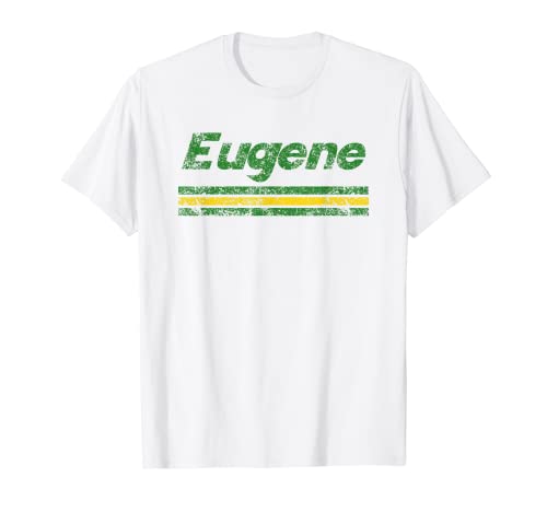 Eugene Oregon Retroceso de rayas retro vintage desgastadas Camiseta