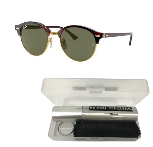 Ray-Ban RB4246 Sunglasses Bundle: RB 4246 CLUBROUND 990 Clubround Red Havana G-15 Gree and Eyewear Cleaning Kit2