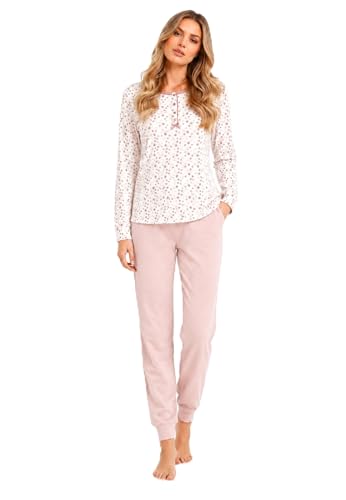 Intimitaly Vanuè Pigiama Donna Cotone 100%, Lungo con Maglia Bottoni