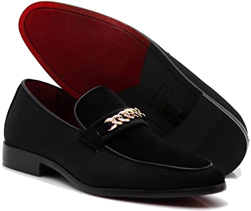 Image of Enzo Romeo Plum05 Men's Dress Loafers Elastic Slip on with Buckle Fashion Shoes