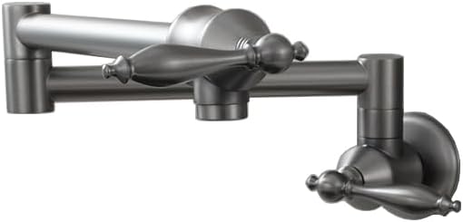 Wall-Mounted Pot Filler Faucet, 360° Swivel Kitchen Sink Tap, Single Cold Water Brass, Black (Gun Gray) for Home Cooking & Professional Chefs