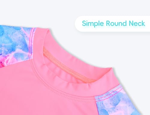 Image of Girls Swimsuit Long Sleeve Rush Guard Bathing Suit Swimwear with Bikini Bottom Sun Protection