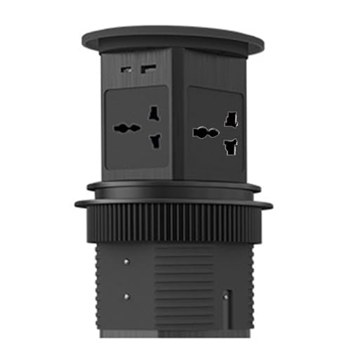 4 Way Pop Up Socket with USB Ports and Wireless Charging, Aluminum Alloy Worktop Extension Lead for Kitchen Countertop, Space-Saving Design, Convenient Power Solution