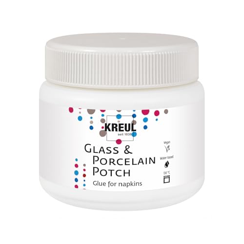 Kreul 49451 - Porzellan Potch, transparenter Serviettenkleber und Lack für Gestaltungen auf Porzellan und Glas, auf Wasserbasis, 150 ml Dose