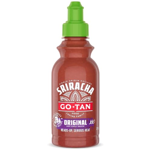 GO TAN, Salsa Sriracha Picante, A base de chiles y ajos, 215 ml