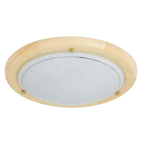 Deckenleuchte Ufo aus Metall/Holz Glas natur/opal Glas Ø30cm Cover