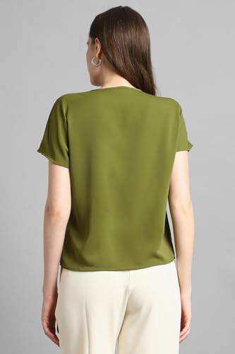 Image of Van Heusen Women's Polyester Regular Fit Half Sleeve V Neck Formal Top