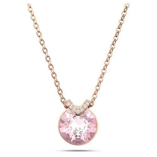 Swarovski Collar Bella V, Chapado en Oro Rosa, Pieza Central Rosa y Cristales Transparentes, de la Colección Bella de Swarovski