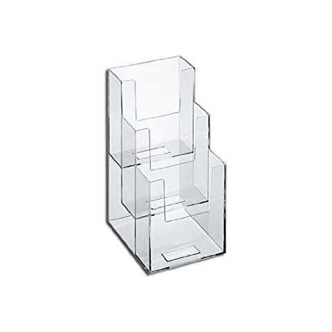 KINGDOM SOLUTIONS | 3 Tier Clear Acrylic broucher Holder, Professional or Office Organization, Transparent broucher Holder for Dispensing Magazines, menus, Price List, 4" x 9", 1 Pack Cover