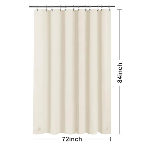 image for Barossa Design Extra Long Beige Shower Curtain Liner with 3 Magnets - 