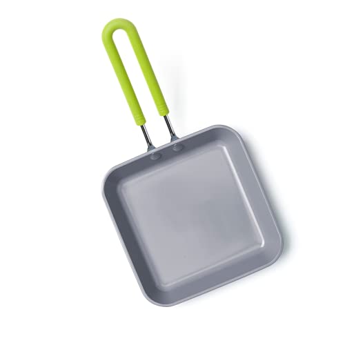 GreenPan Egg Mini Frying Pan, Non Stick, Toxin Free Ceramic Square Pan - Oven Safe Cookware - 12.5 cm, Black/Green, Square 4 Gallery Image