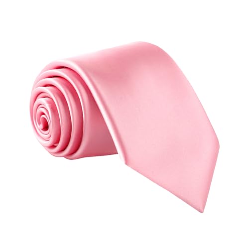 Fortunatever Mens Solid Satin Tie For Men,Handmade Neckties With Multiple Colors+Gift Box, Blush Pink, One size