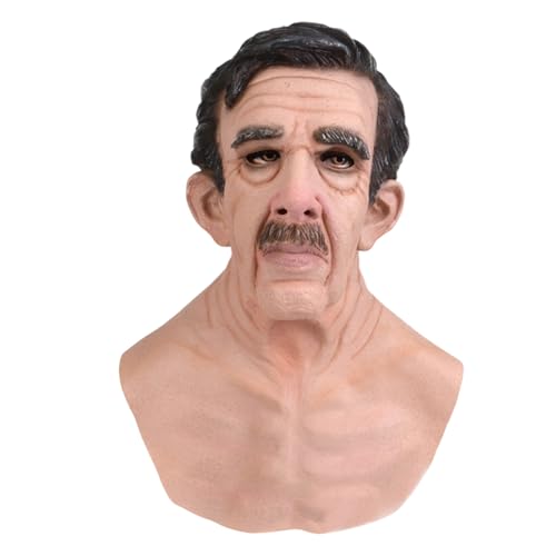 Old Man Masque Scary - Realistic Horror Latex masks, Spooky Old Man Face Costume | Creepy Cosplay Masquerade Headwear for Halloween Party, Haunted House, Fashion Photography Props Dress-Up
