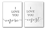 I love you more, I love you most, Set of 2 Wall Art Decor 24 x 36 Inches Poster Print UNFRAMED