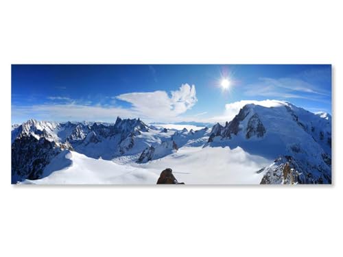 Hexoa Tableau Panorama du Mont Blanc - Made in France - Toile imprimée 80x30