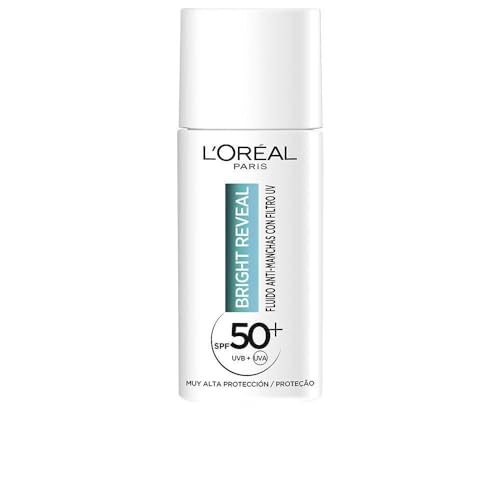 L'Oréal Paris Bright Reveal Fluido Idratante Anti-Macchia Con Filtro Uv Spf 50+, Per Tutti I Tipi Di Pelle, Protezione E Riduzione Delle Macchie, Con 