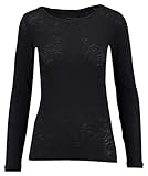 Marc O'Polo Damen 52033 Damen Longsleeve aus Bio Baumwolle Langarmshirt mit getwistetem U Boot Ausschnitt softes Damenshir, Schwarz (Black 990), L EU