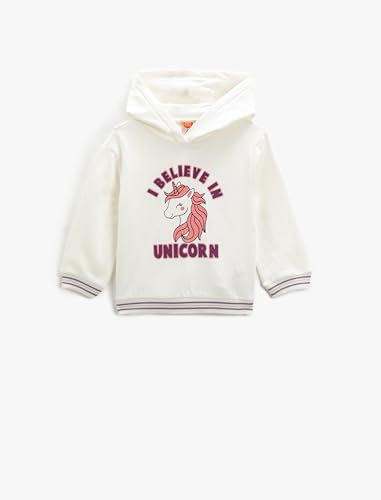 Sweat-shirt licorne douillet en molleton écru pour les petites filles