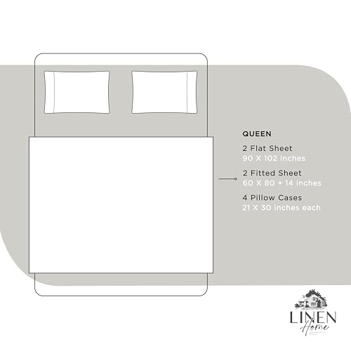 Image of Linen Home 2-Pack Queen Sheet Set, 100% Cotton Percale Bedding, 8-Piece Value Bundle, Deep Pocket Cooling Bed Sheets for Hot Sleepers, Breathable & Crisp Hotel Quality, Long-Staple Cotton, White