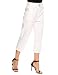 Women High Waist Zip Fly Solid Slim Work Casual Capri Pants