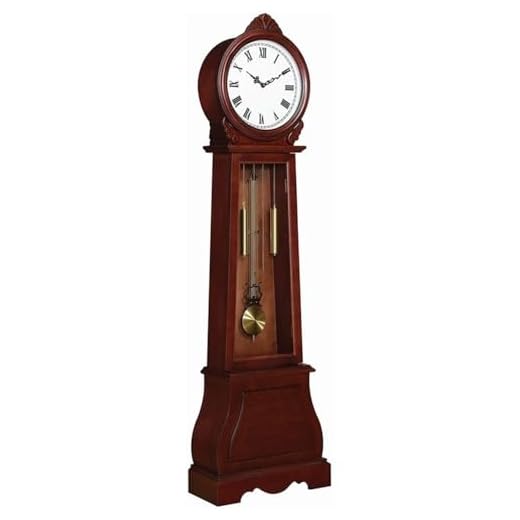 Coaster Home Furnishings Grandfather Clock with Chime Brown Red, 9"D x 20"W x 71.75"H