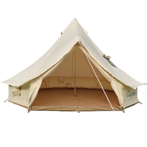 DANCHEL OUTDOOR B5PRO 4 Season Canvas Tent with Stove Jack Camping, Large Bell Tent with AC Port Yurt All Year Living, Luxury Glamping for 8 Person Hunting Party, 20ft/6m
