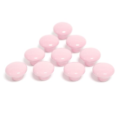 Auped Juego de 10 pomos de cerámica para muebles (redondos, rosa claro), diseño vintage, para habitación de los niños, cocina y aparadores, incluye material de montaje