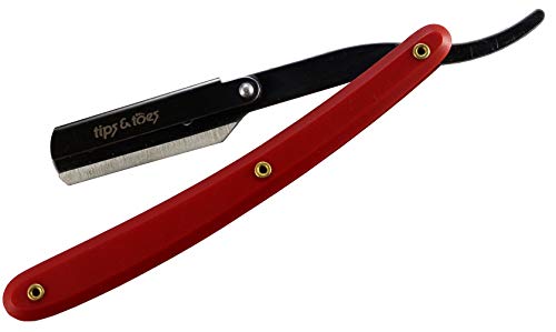 Straight Edge Barber Razor for Men and Women Classic Shaving-Stainless Steel with Strong Plastic Handle (Red)