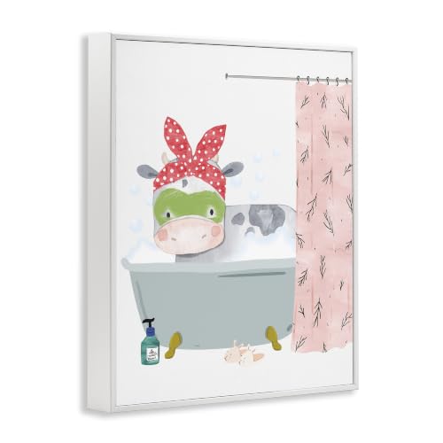 Image of Stupell Industries Children's Farm Cow Bath Tub Bunny Slippers Bathroom, Design by Erica Billups