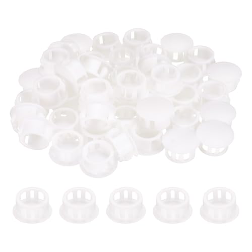 Image of uxcell 100pcs Nylon Plastic Hole Plugs, 3 /5 inch(16mm) Round Drill Screw Hole Plugs Covers Knockout Locking Plastic Plugs Insert End Caps for Kitchen Cabinet Furniture, White