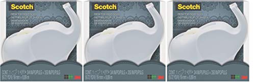 Scotch Brand Desktop Dispenser Clear Tape Dispenser, Gray, 3/4 in x 350 in (C43-ELPHT) - 3 Pack
