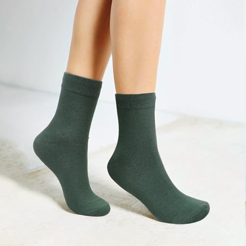Image of Women's Premium Combed Cotton Socks - Soft Above Ankle Crew Socks for Women, Durable Comfortable Cotton Blend, Pack of 5 Pairs, Size 6-12, Ideal for Daily Wear