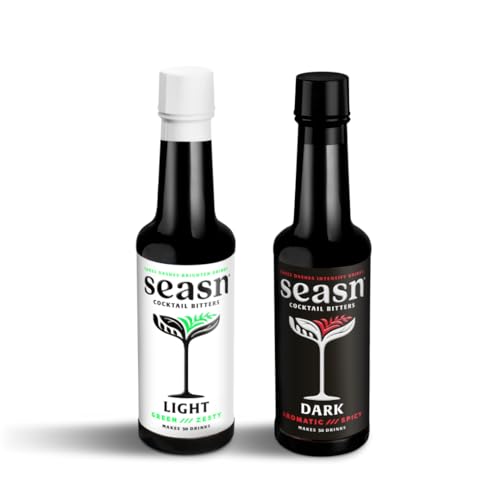 Image of Seasn Cocktail Bitters Duo | 0% ABV for Cocktails & Mocktails | Zesty Light & Aromatic Dark | 2 x 150ml Multipack