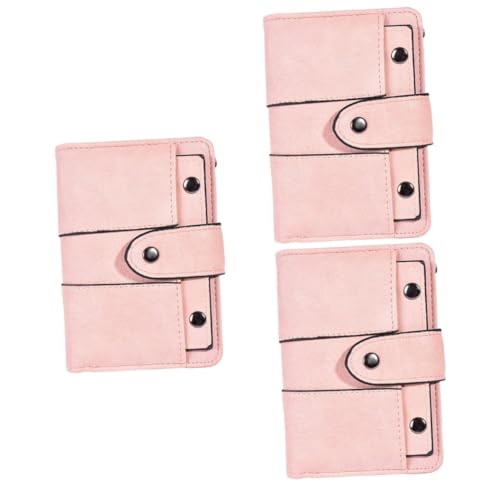 Petit portefeuille femme chic en cuir synthétique rose avec finitions boucle et zip