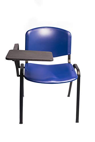 Lote De 4 Sillas Apilables con Pala Abatible para Apuntes - Modelo 43P - Sillas con Brazo Extensible y Flexible para Aulas, Academias y Oficinas (Azul)