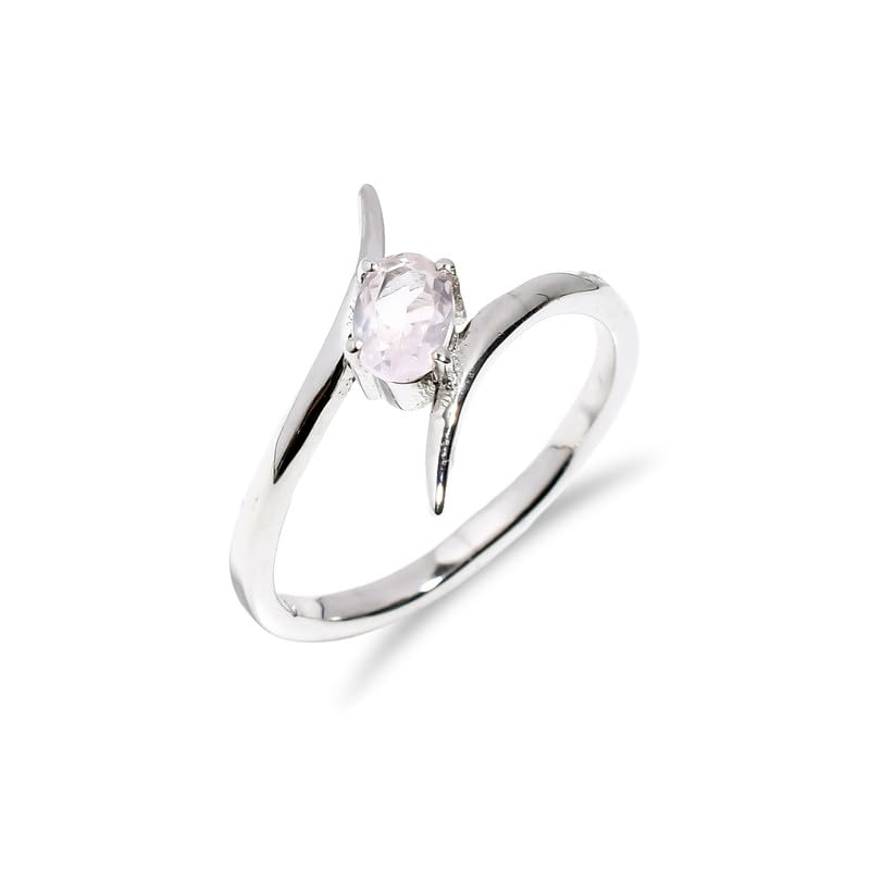 Bague en argent Sterling 925 avec quartz rose véritable d'exception
