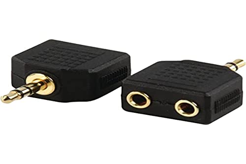 Valueline AC-012GOLD adaptateur avec fiche Jack 3,5mm stéréo male ET 2x fiche jack 3,5mm stéréo femelle contacts or