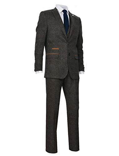 Costume 3 pièces à chevrons pour homme avec veste à deux boutons gilet et pantalon sur mesure