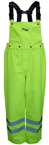 Viking Men's Professional Journeyman 300D Trilobal Rip-Stop Waterproof and Windproof Hi-Vis Safety Rain Bib Pants, Green - L