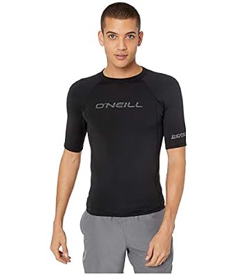 O'Neill Men's Thermo-X Short Sleeve Crew-Neck Rashguard, UPF 50+ Sun Protection with 4-Way Stretch Thermal Fleece Fabric, Black, Small