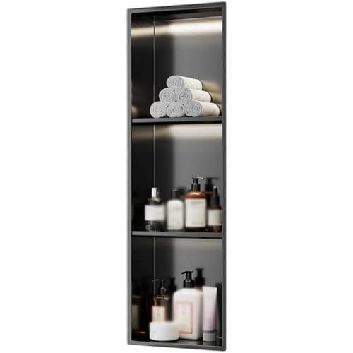 Étagère murale encastrée LED en acier premium pour une douche design et épurée