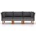 Mengtu 3-Sitzer-Gartensofa Grau mit anthrazit Kissen, PE-Rattan, Stahl und Eukalyptus Holz, 60,5x64,5x67 cm - Entspannung im Freien Terrassensofas, Gartenmöbel 3059707