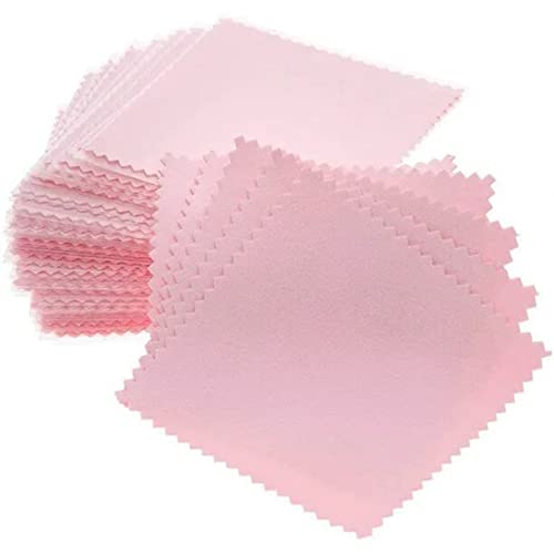 Hofun Jewelry Polishing Cloths, Silver Jewelry Cleaning Cloth, Tarnish Remover For Jewelry, 50 Pcs, 8 * 8Cm, Pink #TOP6