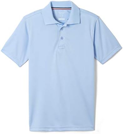 French Toast boys Short Sleeve Moisture Wicking Stretch Sport Shirt, School Uniforms for Kids and Teens Polo Shirt, Light Blue, Large US