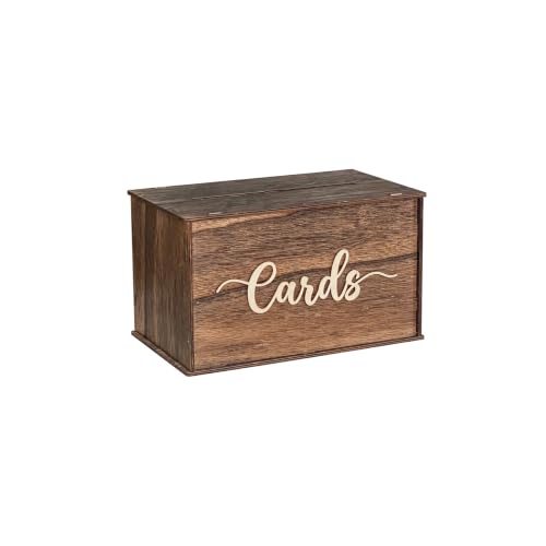 Image of Cregugua Medium Card Box 12 inchx 7 inchx 7 inch Rustic Wooden Card box Gifts Card Box for Wedding Birthday Baby Shower Graduation Party