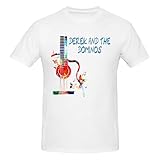Derek Music and in The Band Dominos Men's Cotton Crew Neck T-Shirt Short Sleeve Casual Summer Print Classic Novel Tops Sports Fitnesslarge White