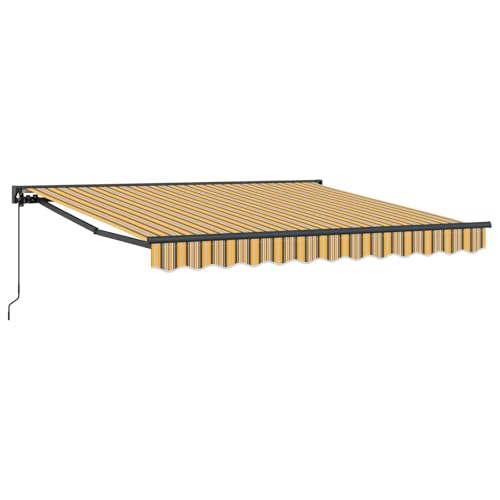 vidaXL Tenda Retrattile Giallo e Grigio 300 x 250 cm, Telo da Sole Regolabile, Design Moderno, Copertura Resistente per Giardino e terrazza, Perfetto per Esterni